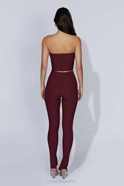 Kleidung Meshki Jordi-Strickleggings mit seitlichem Schlitz Kirschschokolade 2F8B1473