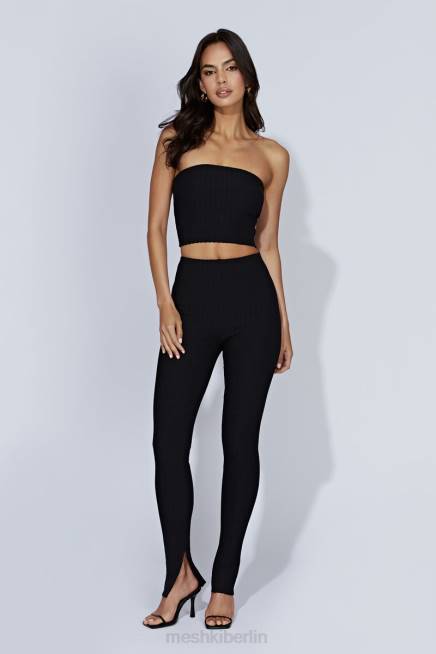 Kleidung Meshki Jordi-Strickleggings mit seitlichem Schlitz Schwarz 2F8B1587