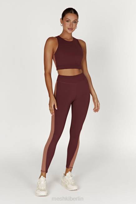 Kleidung Meshki Libby-Leggings mit zweifarbigem Einsatz Mahagoni/Tan 2F8B1475