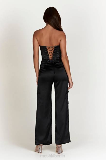 Kleidung Meshki Amaya Satin-Cargohose Schwarz 2F8B1574