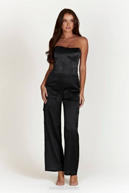 Kleidung Meshki Amaya Satin-Cargohose Schwarz 2F8B1574