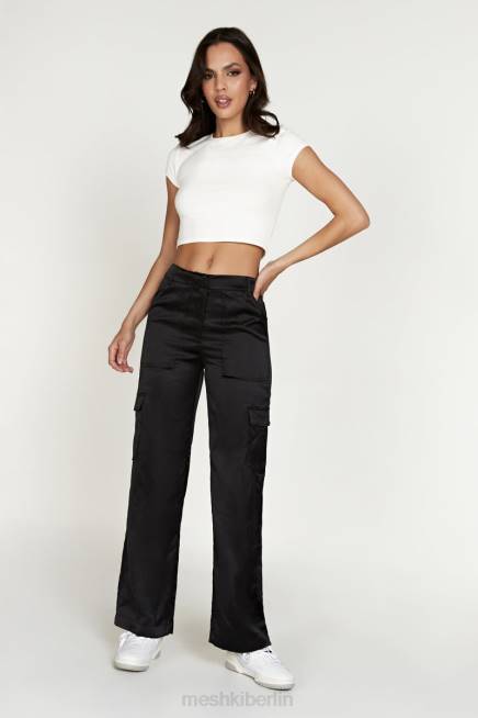 Kleidung Meshki Amaya Satin-Cargohose Schwarz 2F8B1574