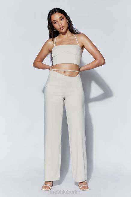 Kleidung Meshki Bahar mittelhohe Hose mit weitem Bein und Trägern Weizen 2F8B1588