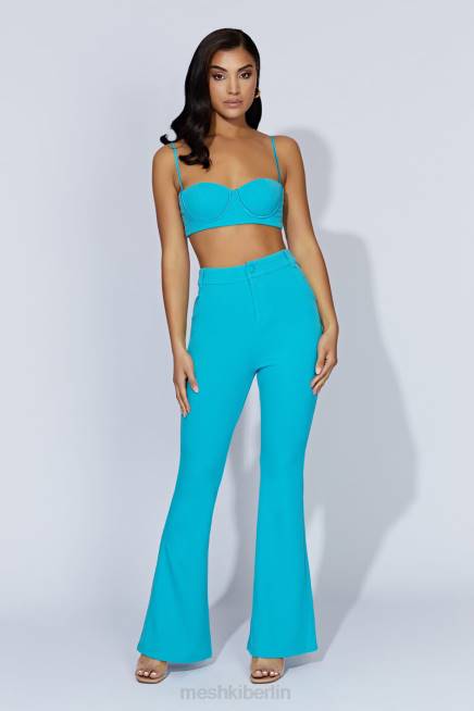 Kleidung Meshki Fiorella-Schlaghose aus Krepp Aquamarin 2F8B1586