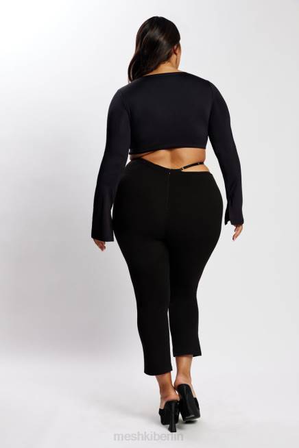 Kleidung Meshki Irene-Hose mit V-Ausschnitt vorne Schwarz 2F8B1595