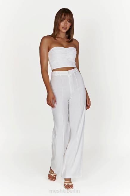 Kleidung Meshki Julie Leinenhose mit weitem Bein Weiß 2F8B1518
