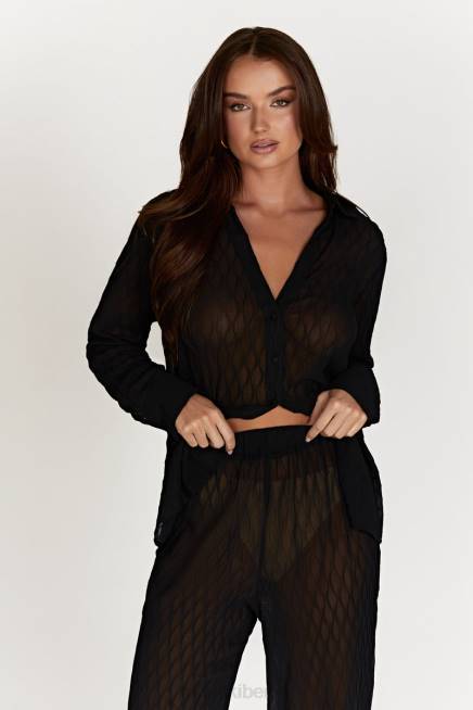 Kleidung Meshki Karla Wave-Faltenhose Schwarz 2F8B1488