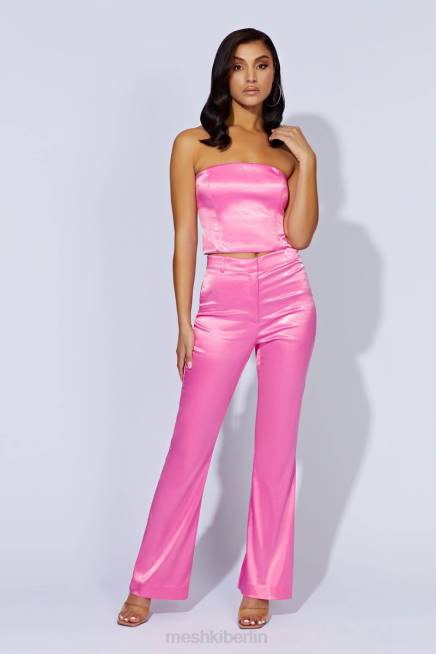 Kleidung Meshki Maeva-Satin-Schlaghose Kaugummirosa 2F8B1489