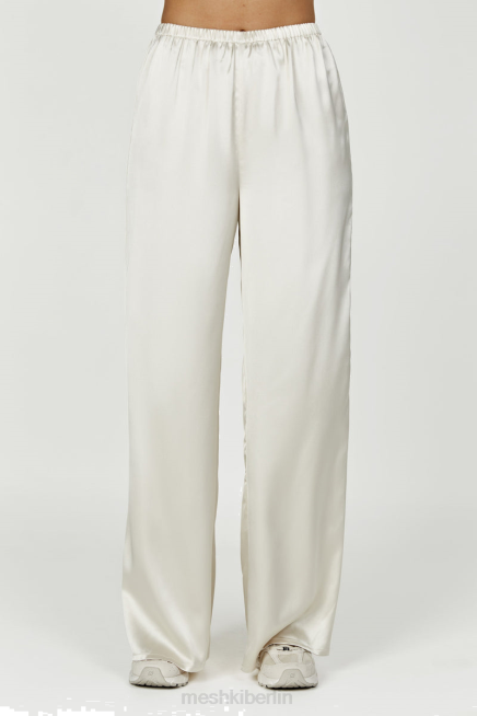 Kleidung Meshki Marciela Satin-Hose mit geradem Bein Elfenbein 2F8B1303