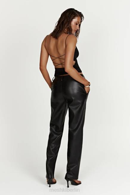 Kleidung Meshki Matilda Slouchy-Low-Rise-Hose aus Kunstleder Schwarz 2F8B1438