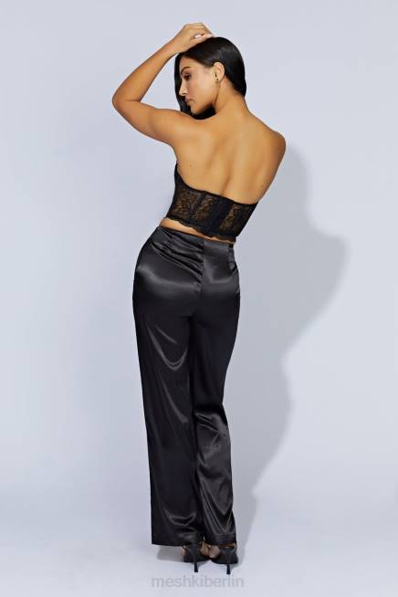 Kleidung Meshki Nicolette Satinhose mit niedrigem Bund Schwarz 2F8B1593