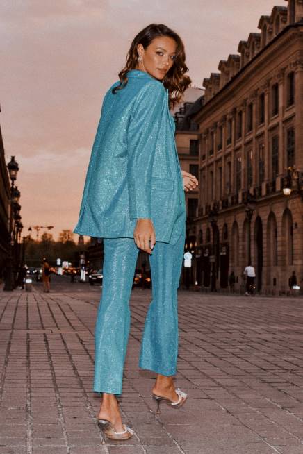 Kleidung Meshki Schimmernde Hose mit geradem Bein von Lisette Aquamarin 2F8B1579