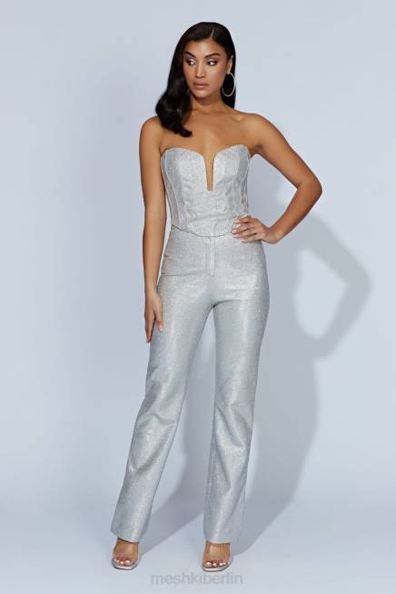 Kleidung Meshki Schimmernde Hose mit geradem Bein von Lisette Silber 2F8B1558
