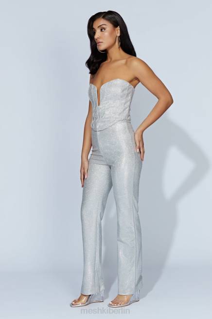 Kleidung Meshki Schimmernde Hose mit geradem Bein von Lisette Silber 2F8B1558