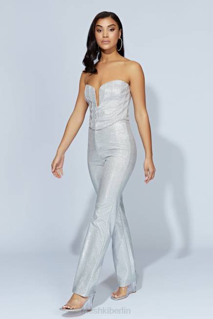 Kleidung Meshki Schimmernde Hose mit geradem Bein von Lisette Silber 2F8B1558