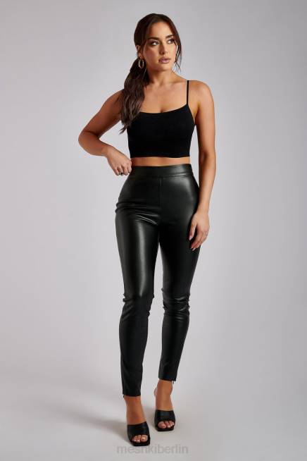 Kleidung Meshki Shayla Skinny-Hose aus Kunstleder mit Schlitz Schwarz 2F8B1340