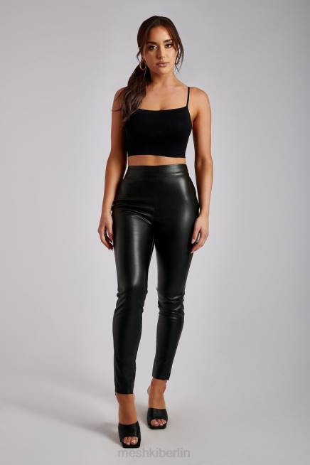 Kleidung Meshki Shayla Skinny-Hose aus Kunstleder mit Schlitz Schwarz 2F8B1340