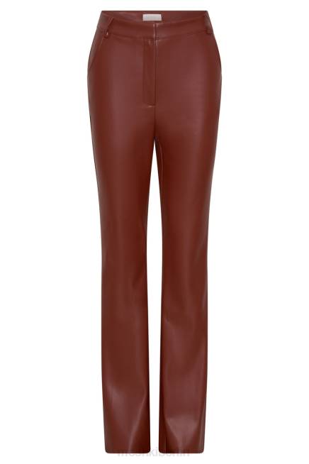Kleidung Meshki Tyra-Hose aus Kunstleder mit geradem Bein Kirschschokolade 2F8B1609