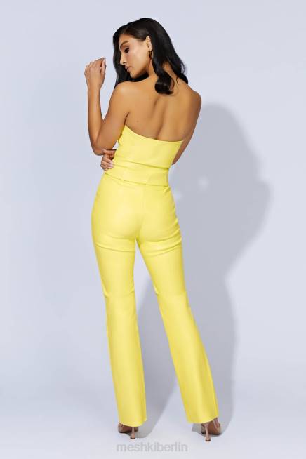 Kleidung Meshki Tyra-Hose aus Kunstleder mit geradem Bein Zitrone 2F8B1584