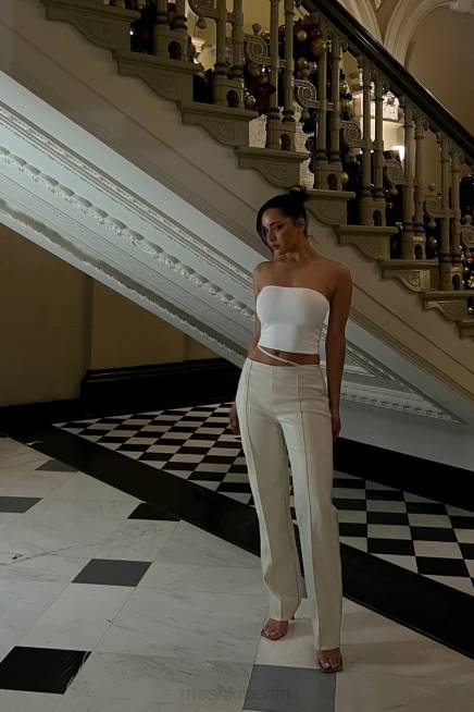 Kleidung Meshki Zarsa Pu-Hose mit weitem Bein und mittelhohem Bund Weizen 2F8B1469