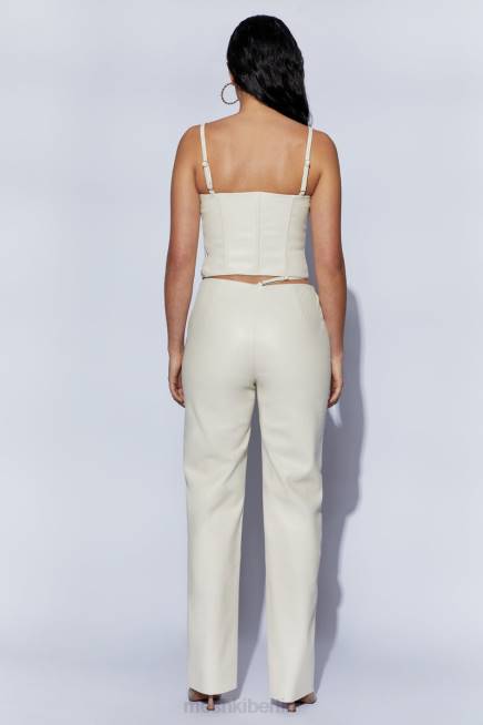 Kleidung Meshki Zarsa Pu-Hose mit weitem Bein und mittelhohem Bund Weizen 2F8B1469