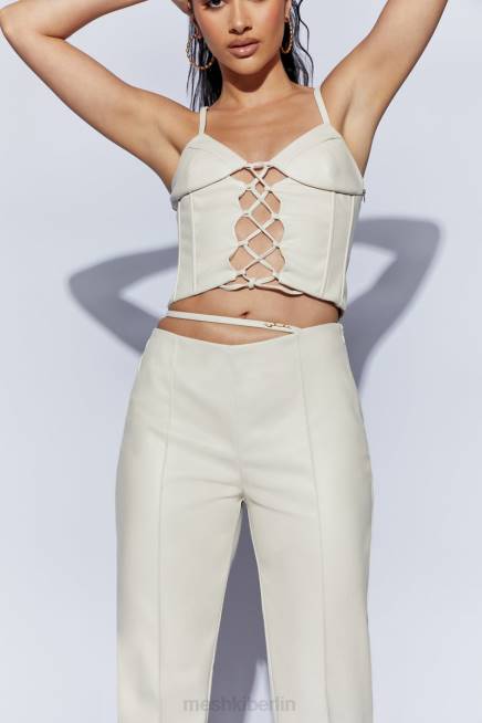 Kleidung Meshki Zarsa Pu-Hose mit weitem Bein und mittelhohem Bund Weizen 2F8B1469