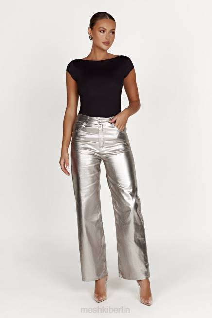 Kleidung Meshki Gerade Jeans „Minnie“ in Metallic-Optik Silber 2F8B1270