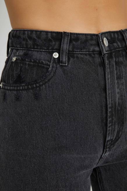 Kleidung Meshki Lauren Jeans mit geradem Bein schwarz gewaschen 2F8B1232