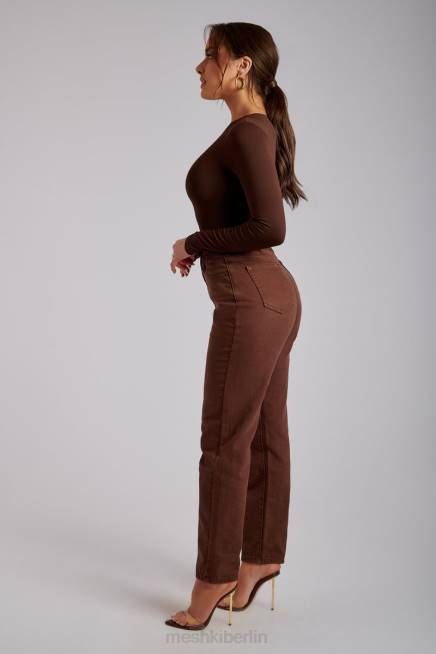 Kleidung Meshki Millicent schlichte, steife Mom-Jeans Schokolade 2F8B1341