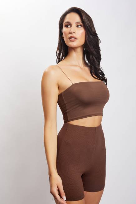Kleidung Meshki Lisa gerippte Booty-Shorts Schokolade 2F8B1460