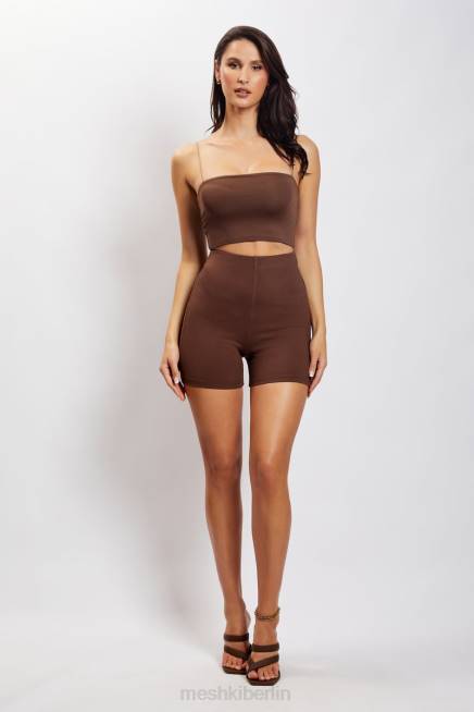 Kleidung Meshki Lisa gerippte Booty-Shorts Schokolade 2F8B1460