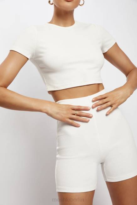 Kleidung Meshki Lisa gerippte Booty-Shorts Weiß 2F8B1459