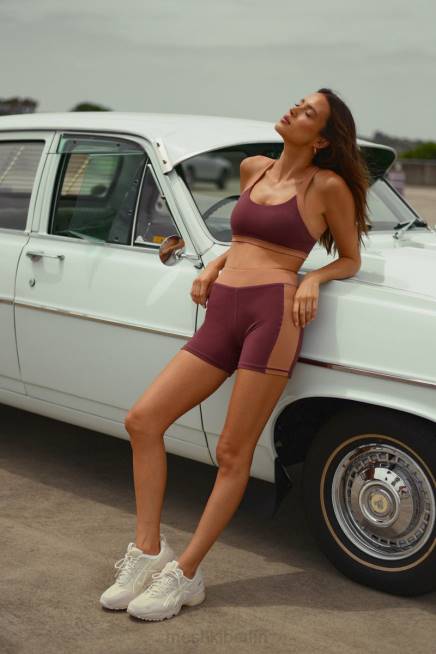 Kleidung Meshki Taleah zweifarbige Shorts Mahagoni/Tan 2F8B1467