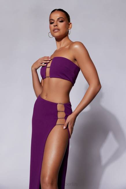 Kleidung Meshki Anastasia Diamant-Seil-Maxirock mit Schlitz Traube 2F8B1547