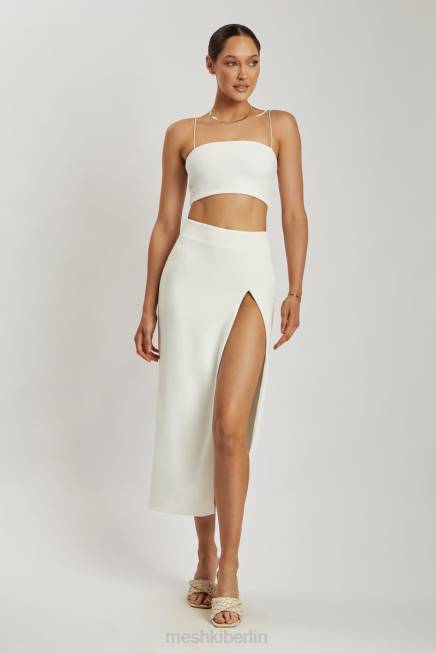 Kleidung Meshki Arla Krepp-Maxirock mit hoher Taille und Schlitz am Oberschenkel Weiß 2F8B1421