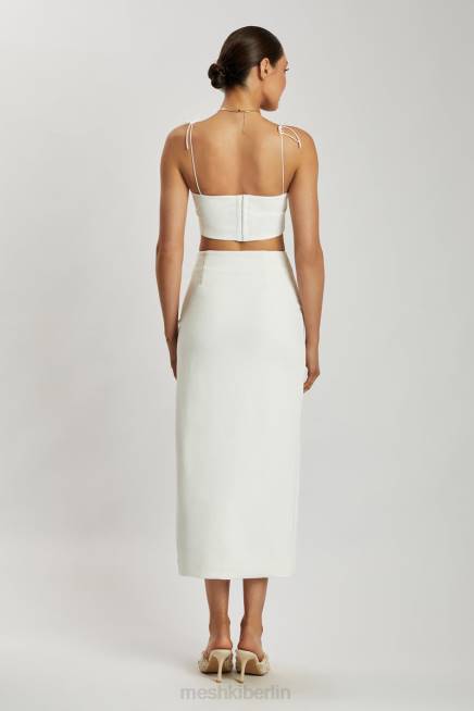 Kleidung Meshki Arla Krepp-Maxirock mit hoher Taille und Schlitz am Oberschenkel Weiß 2F8B1421