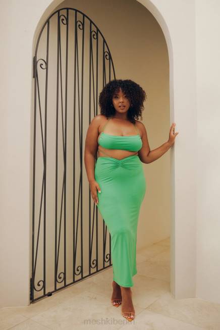 Kleidung Meshki Bernsteinfarbener geraffter Maxirock Grün 2F8B1573