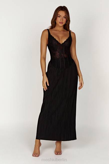 Kleidung Meshki Elsie Plissee-Maxirock Schwarz 2F8B1365