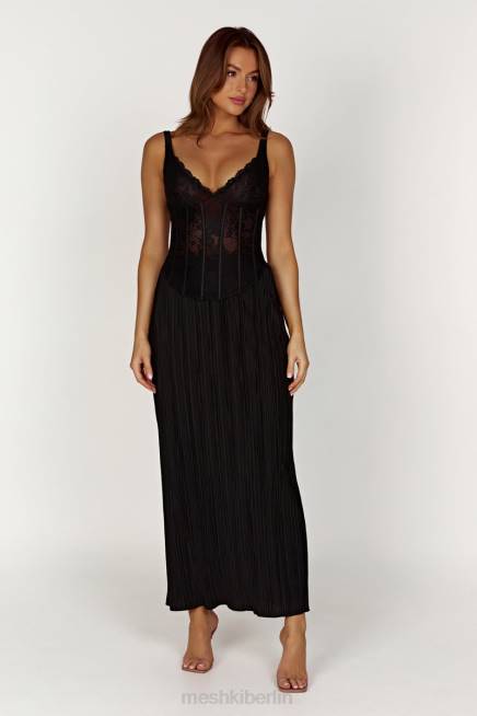 Kleidung Meshki Elsie Plissee-Maxirock Schwarz 2F8B1365