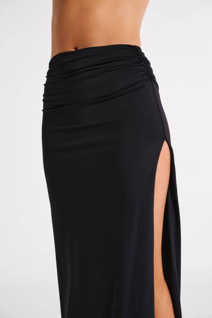 Kleidung Meshki Emma Maxirock aus recyceltem Nylon Schwarz 2F8B1242