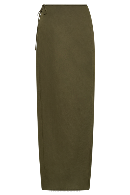 Kleidung Meshki Fatima-Wickel-Maxirock aus Leinen khaki 2F8B1230