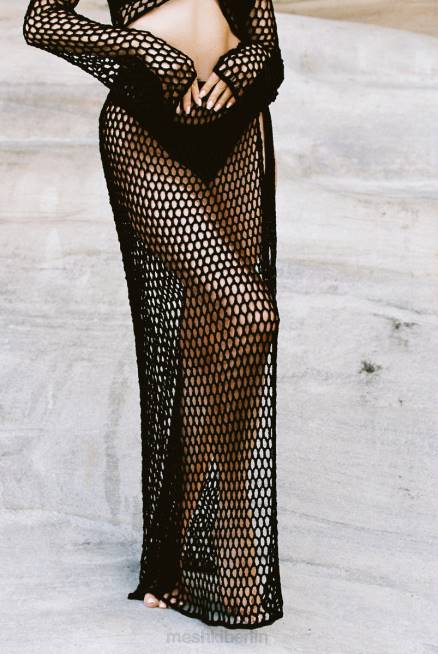 Kleidung Meshki Hallie – Häkel-Maxirock zum Binden Schwarz 2F8B1427