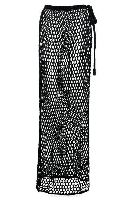 Kleidung Meshki Hallie – Häkel-Maxirock zum Binden Schwarz 2F8B1427