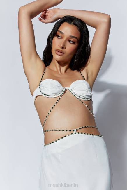 Kleidung Meshki Havva Maxirock mit Diamantbesatz Weiß 2F8B1562