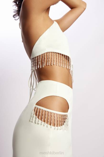 Kleidung Meshki Jayleen Maxirock mit Fransen Weiß 2F8B1563
