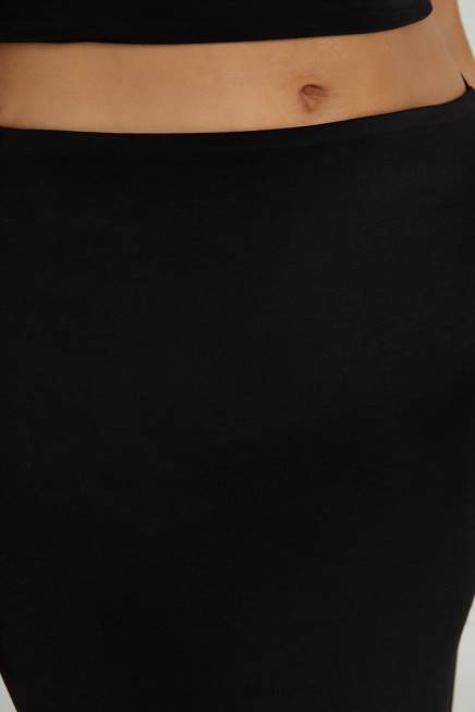 Kleidung Meshki Jeanine Maxirock mit Wasserfallausschnitt hinten Schwarz 2F8B1320