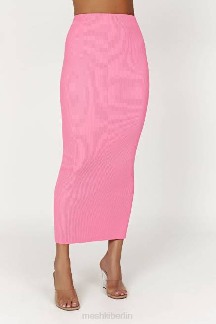 Kleidung Meshki Kaesha geteilter Maxi-Strickrock Kaugummirosa 2F8B1417