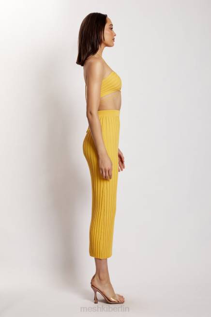 Kleidung Meshki Kristallgerippter Midaxi-Rock Gelb 2F8B1338