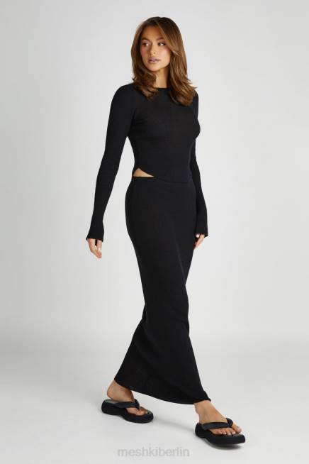 Kleidung Meshki Maribelle-Strick-Maxirock Schwarz 2F8B1288