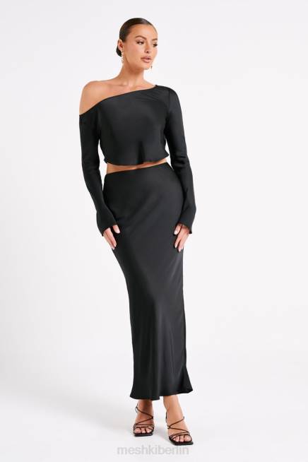 Kleidung Meshki Maxirock aus Violeta-Satin Schwarz 2F8B1233